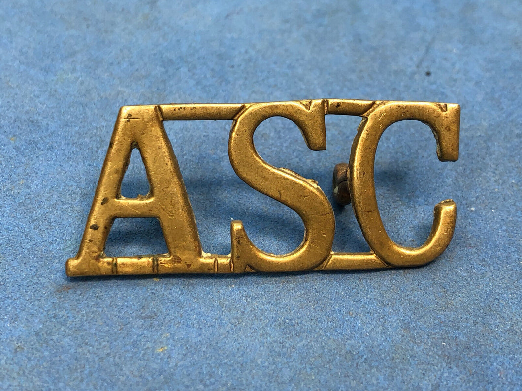 Original WW1 Brass British Army Shoulder Title ASC Army Service Corps