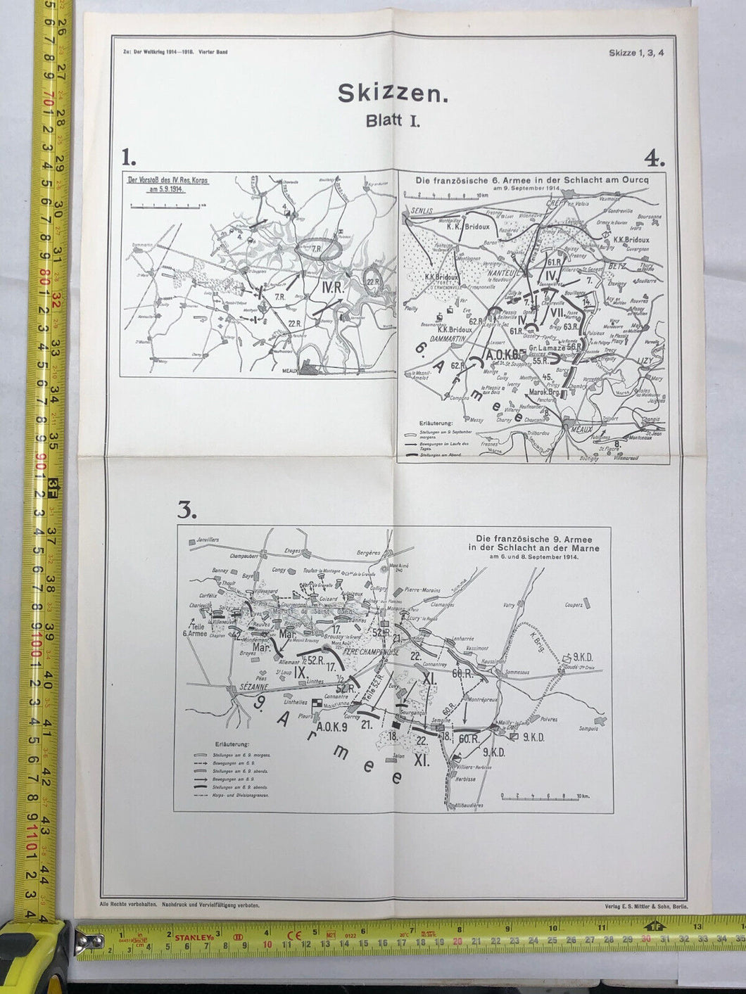 Original WW1 German Army Fighting / Trench Map