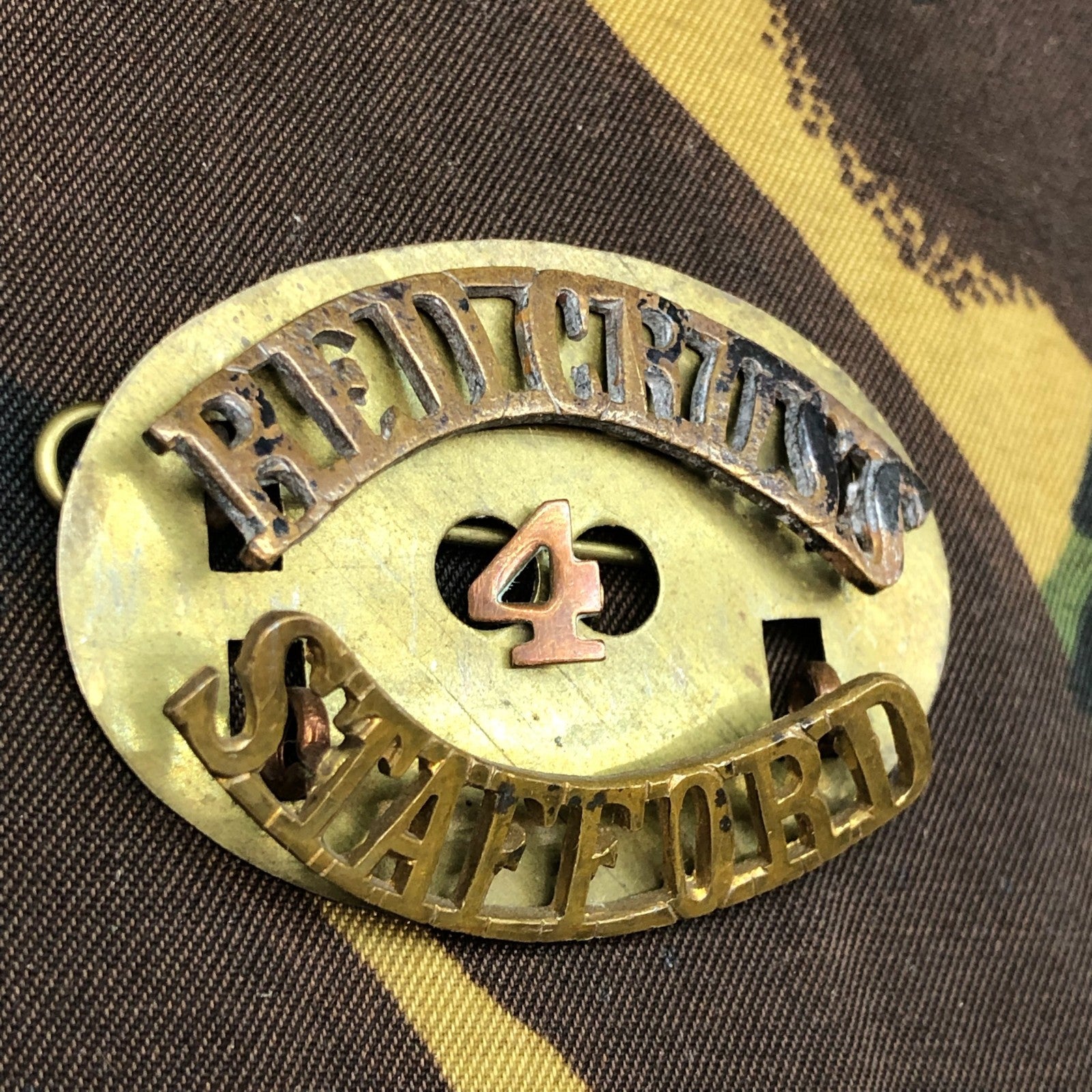 Original WW1 British Army Red Cross Shoulder Title - Stafford - The Militaria Shop