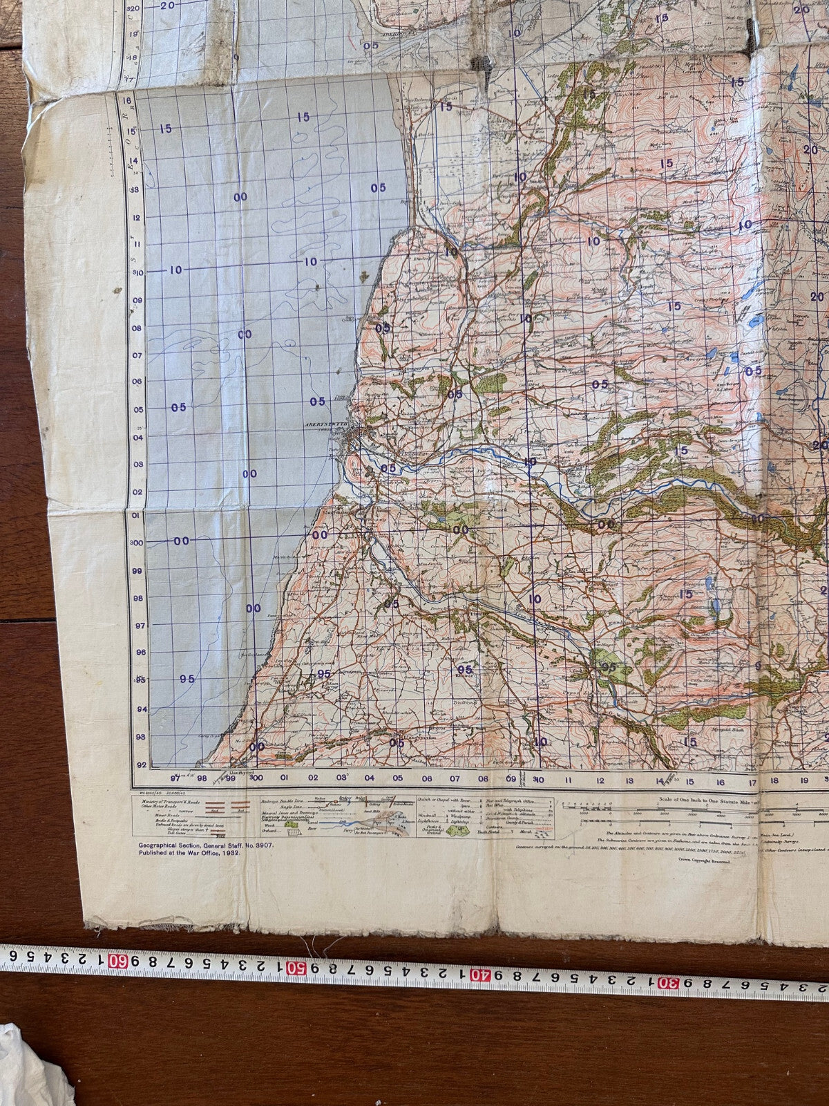 Original WW2 British Army GSGS OS Map Great Britain - Barmouth & Aberystwyth - The Militaria Shop