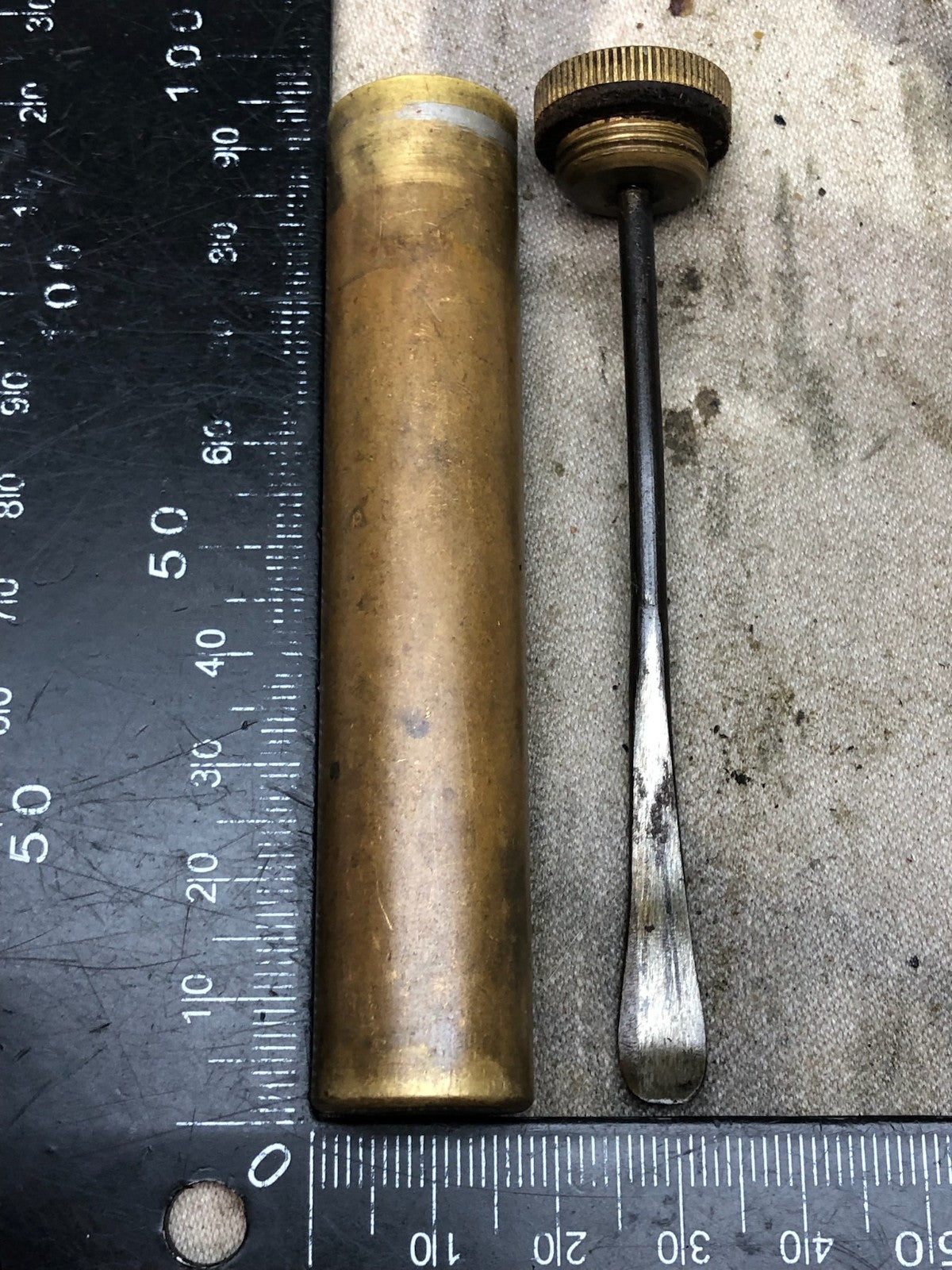 Original WW1 British Army SMLE Enfield Brass Oil Bottle - EFD Marked - The Militaria Shop