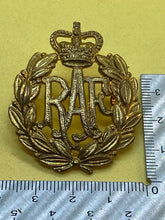 Load image into Gallery viewer, Original WW2 RAF Royal Air Force Brass Queens Crown Cap Badge
