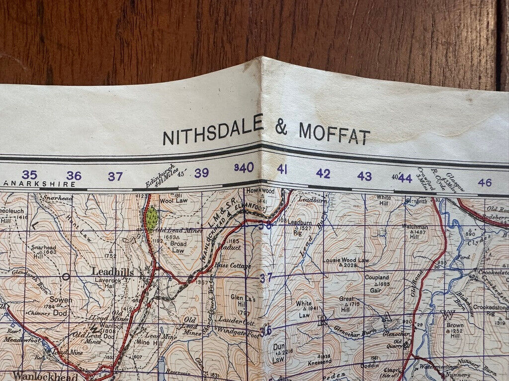 Original WW2 British Army OS Map of Great Britain - Nithsdale & Moffat - The Militaria Shop