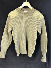 Load image into Gallery viewer, British Army Olive Jersey Utility Jumper Elbow Patches Wool Pullover - Size 2
