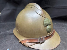 Load image into Gallery viewer, Original WW2 French Army M1926 Adrian Helmet Complete with Liner &amp; Chinstrap
