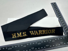 Load image into Gallery viewer, Genuine British Royal Navy H.M.S Warrior Cap Tally - Full Length - New Old Stock
