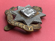 Charger l&#39;image dans la galerie, Original WW2 British Army Easy Surrey Regiment Cap Badge
