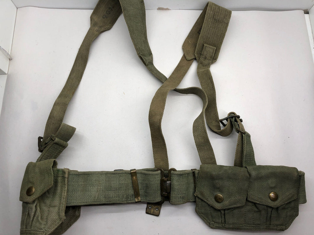 Original British Army WW2 37 Pattern Belt, Pouches & Straps Set - 42