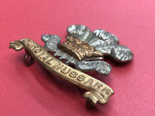 Load image into Gallery viewer, Original WW2 British Army Cap Badge - 10th Royal Hussars Regiment
