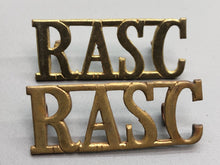 Load image into Gallery viewer, Original British Army WW2 Pair of Royal Army Service Corps RASC Shoulder Titles
