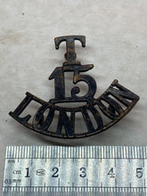Load image into Gallery viewer, Original WW1 British Army City of London 15th Territorial Shoulder Title
