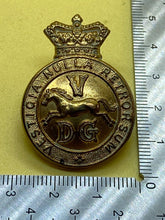 Load image into Gallery viewer, Original British Army Victorian Crown 5th Dragoon Guards Cap Badge
