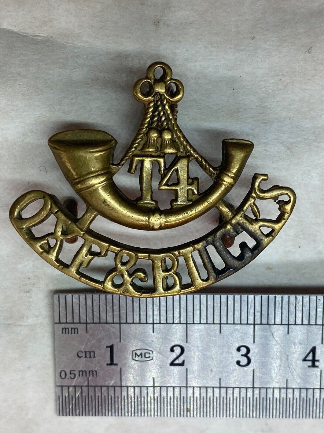 Original WW1 British Army Ox & Bucks 4th Territorial Shoulder Title