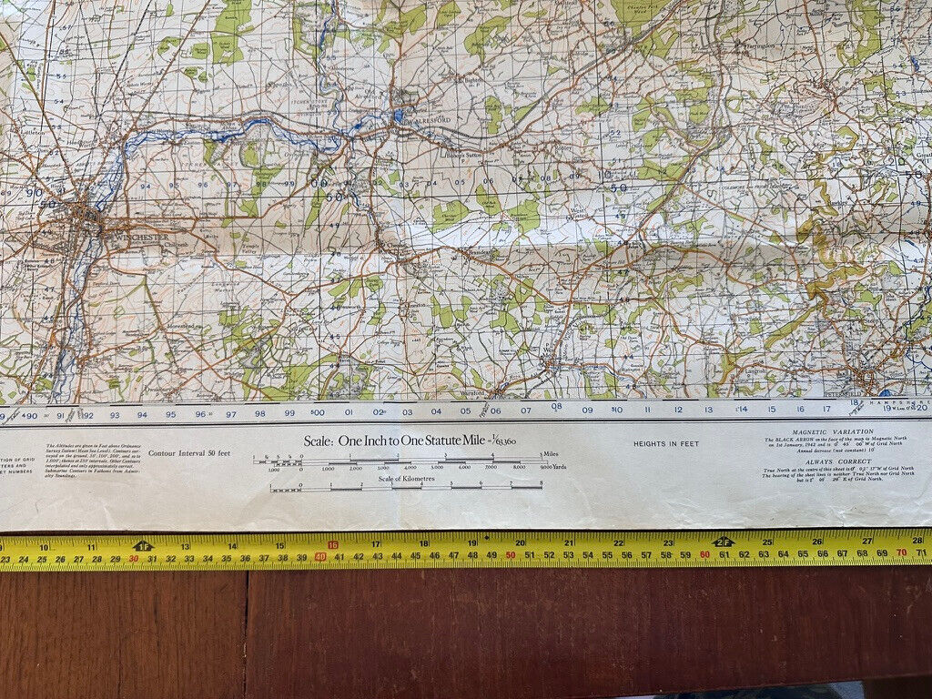 Original WW2 British Army GSGS OS Map of England & Wales - Winchester - The Militaria Shop