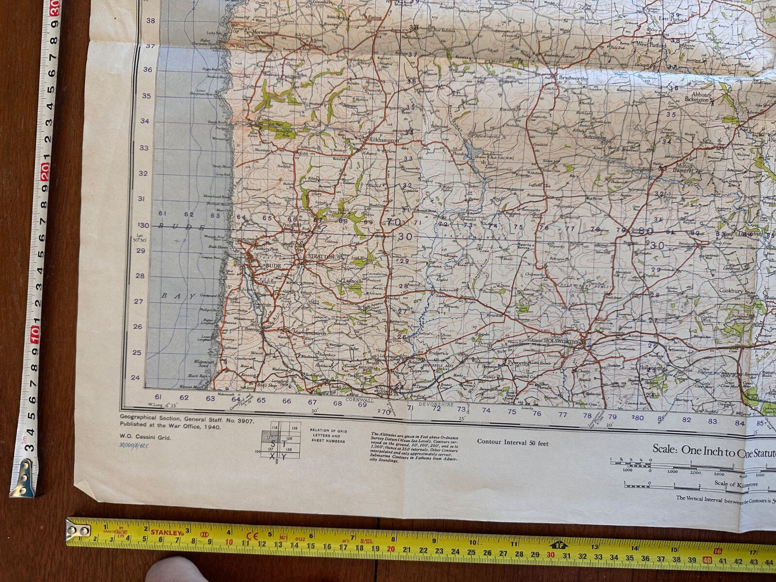 Original WW2 British Army GSGS OS Map of England - Bideford & Bude - The Militaria Shop