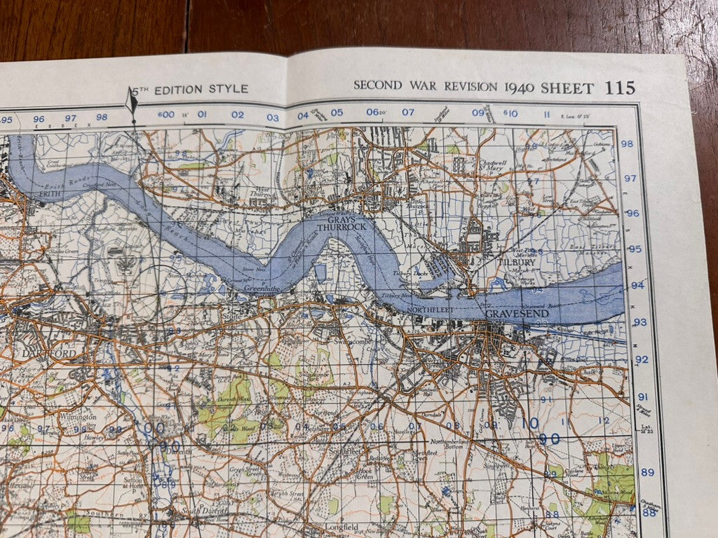 Original WW2 British Army GSGS OS Map of England - S.E London & Sevenoaks - The Militaria Shop
