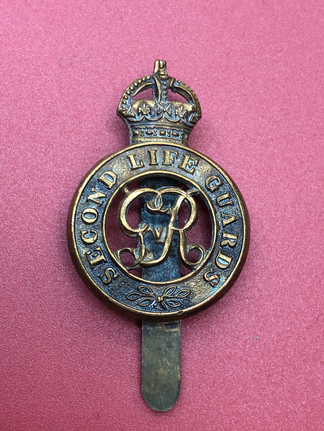Original WW1 British Army Kings Crown Cap Badge - 2nd Life Guards