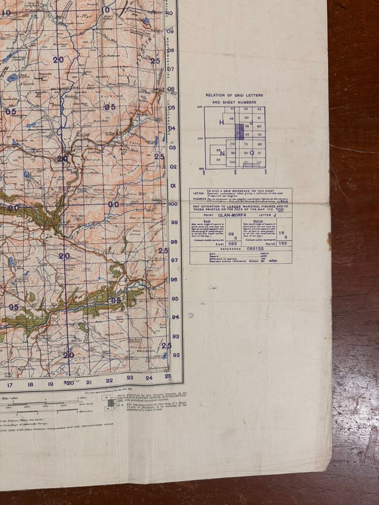Original WW2 British Army GSGS OS Map of Wales - Barmouth & Aberystwyth - The Militaria Shop