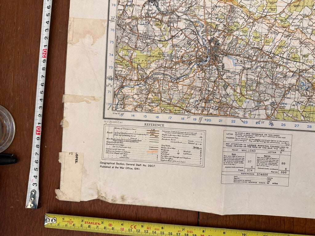 Original WW2 British Army GSGS OS Map of England - Chatham & Maidstone - The Militaria Shop