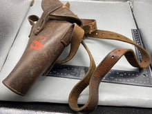 Load image into Gallery viewer, Original WW2 British Army Flare Pistol Leather Holster with Shoulder Strap -1943
