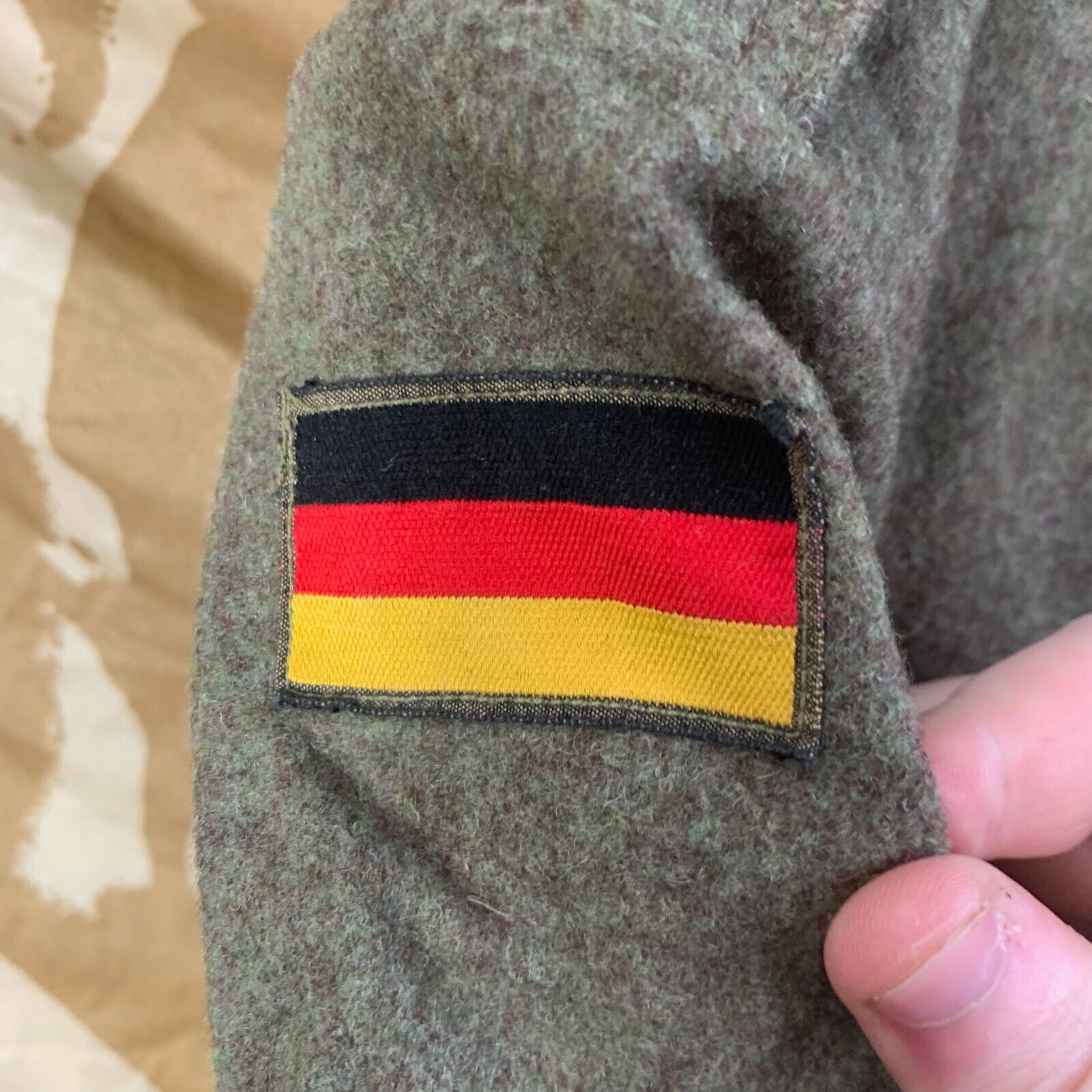 West German Field Jacket Green Wool Shirt Military Uniform Germany - 35" Chest - The Militaria Shop