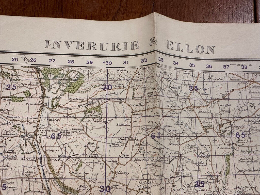 Original WW2 British Army GSGS Map of Scotland - Inverurie & Ellon - The Militaria Shop