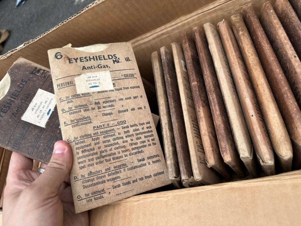 Original WW2 Dated British Army Anti-Gas Eyeshields - From Original Packaging - The Militaria Shop