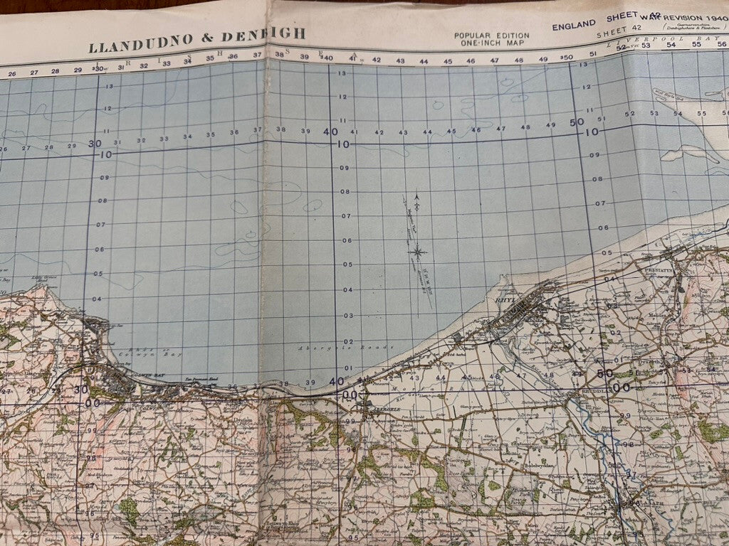 Original WW2 British Army GSGS OS Map of Great Britain - Llandudno & Denbigh - The Militaria Shop