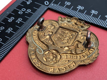 Load image into Gallery viewer, Original WW1 British Army Cap Badge - Lancashire Volunteers Wigan Corps
