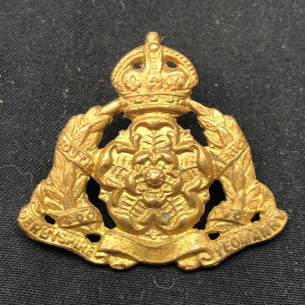 Original WW2 British Army Cap Badge - Derbyshire Yeomanry - The Militaria Shop