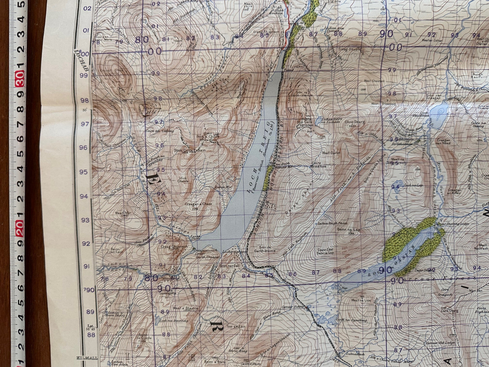 Original WW2 British Army OS Map of Scotland - Loch Ericht & Loch Laggan - The Militaria Shop