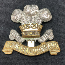 Load image into Gallery viewer, Original WW2 British Army Cap Badge - 10th Royal Hussars - The Militaria Shop
