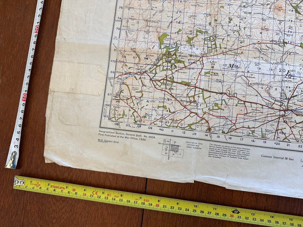 Original WW2 British Army GSGS Map of Scotland - Dunbar & Lammermuir - The Militaria Shop