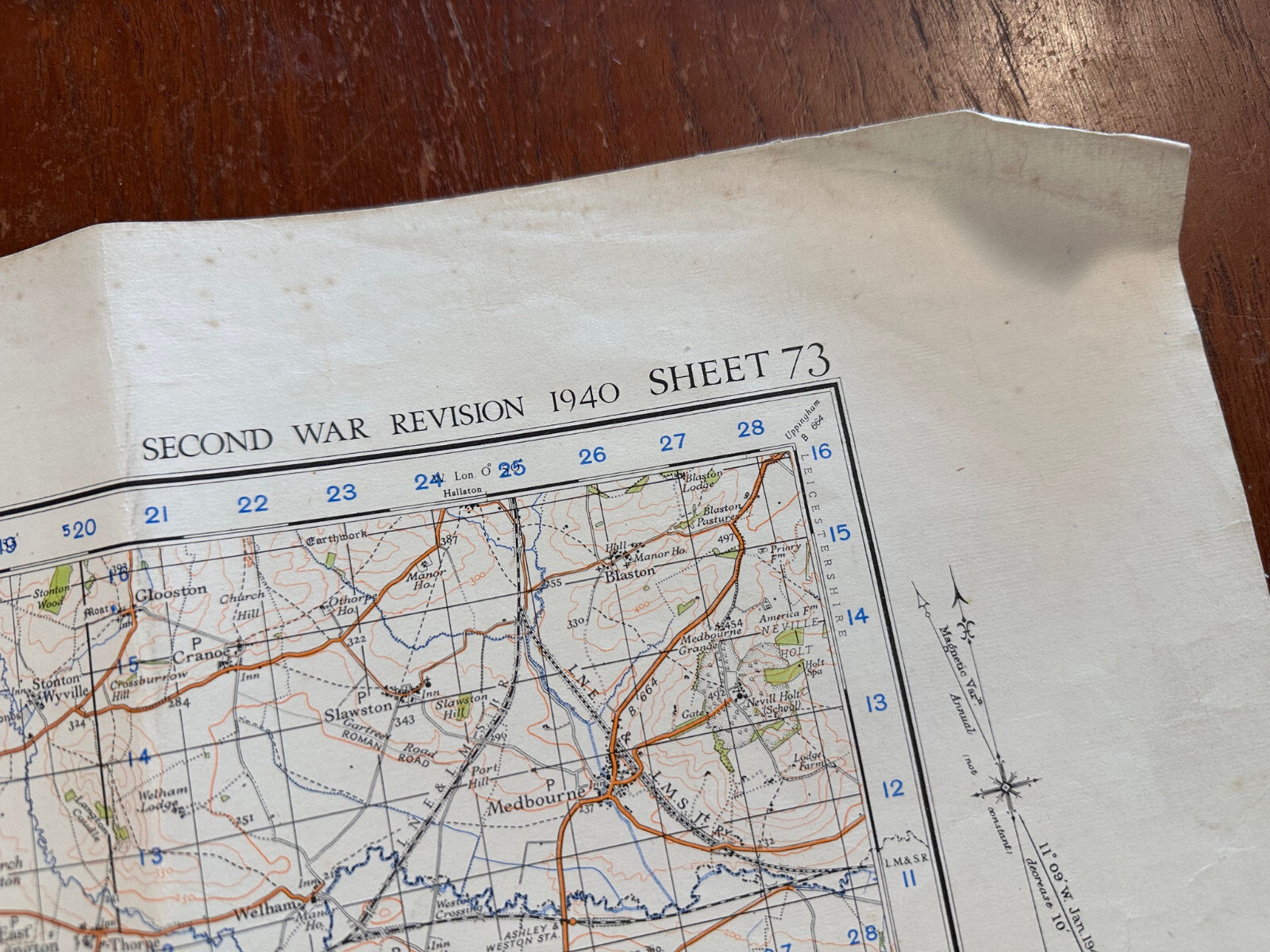 Original WW2 British Army OS Map of Great Britain - Rugby - The Militaria Shop