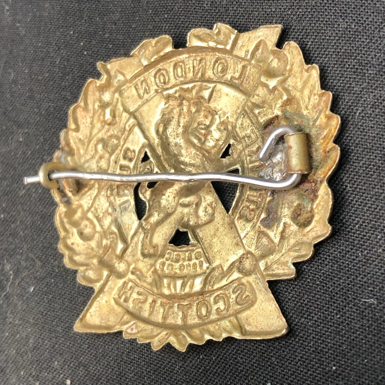 Genuine WW2 British Army Brass Cap Badge - London Scottish - The Militaria Shop