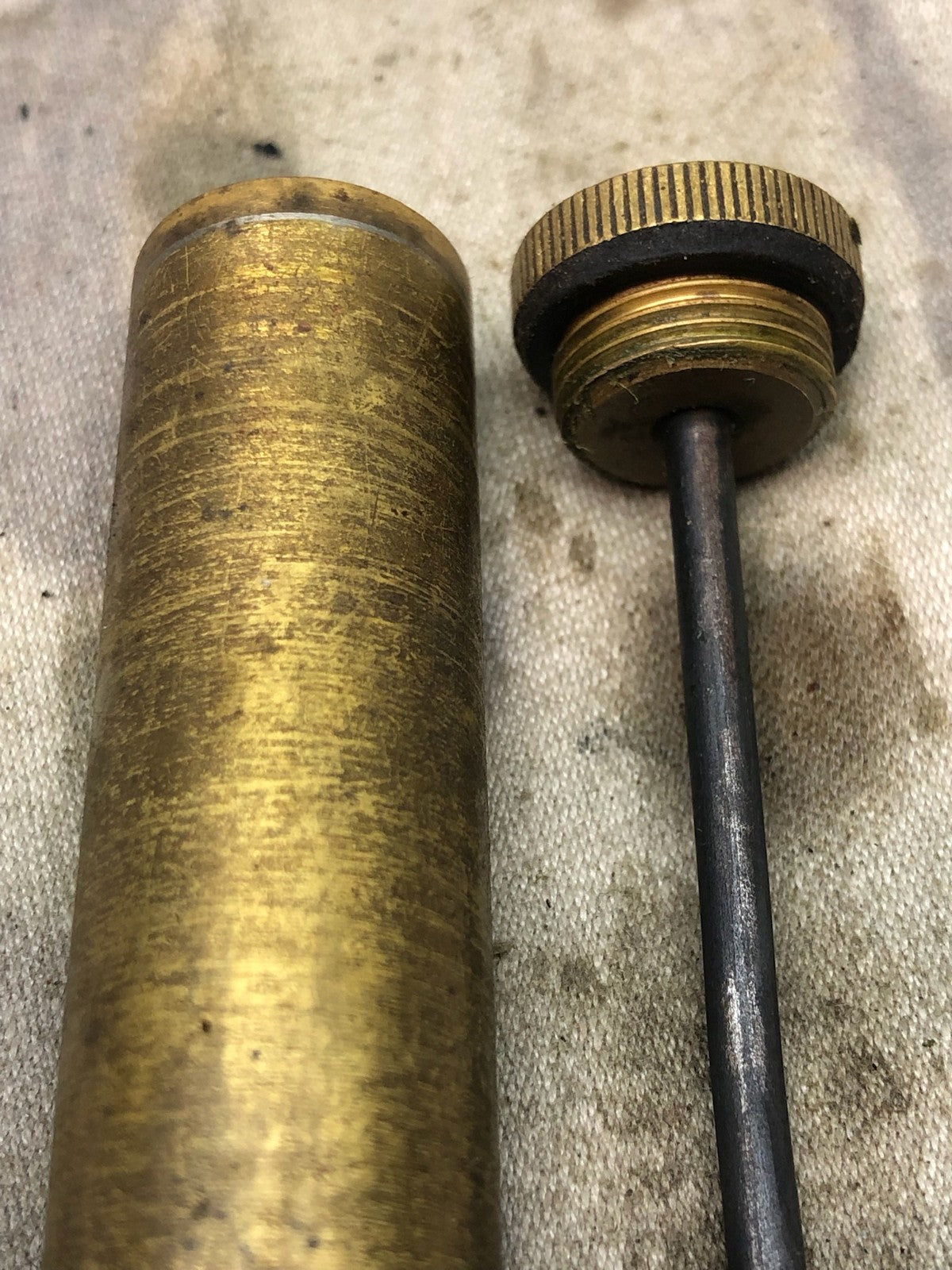 Original WW1 British Army SMLE Enfield Brass Oil Bottle - P-H Maker Marked - The Militaria Shop