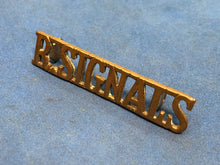 Load image into Gallery viewer, Original WW2 Brass British Army Shoulder Title Royal Signals
