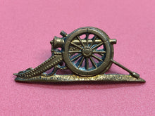 Load image into Gallery viewer, Original WW1 / WW2 British Army Brass Collar Badge Royal Artillery Cannon
