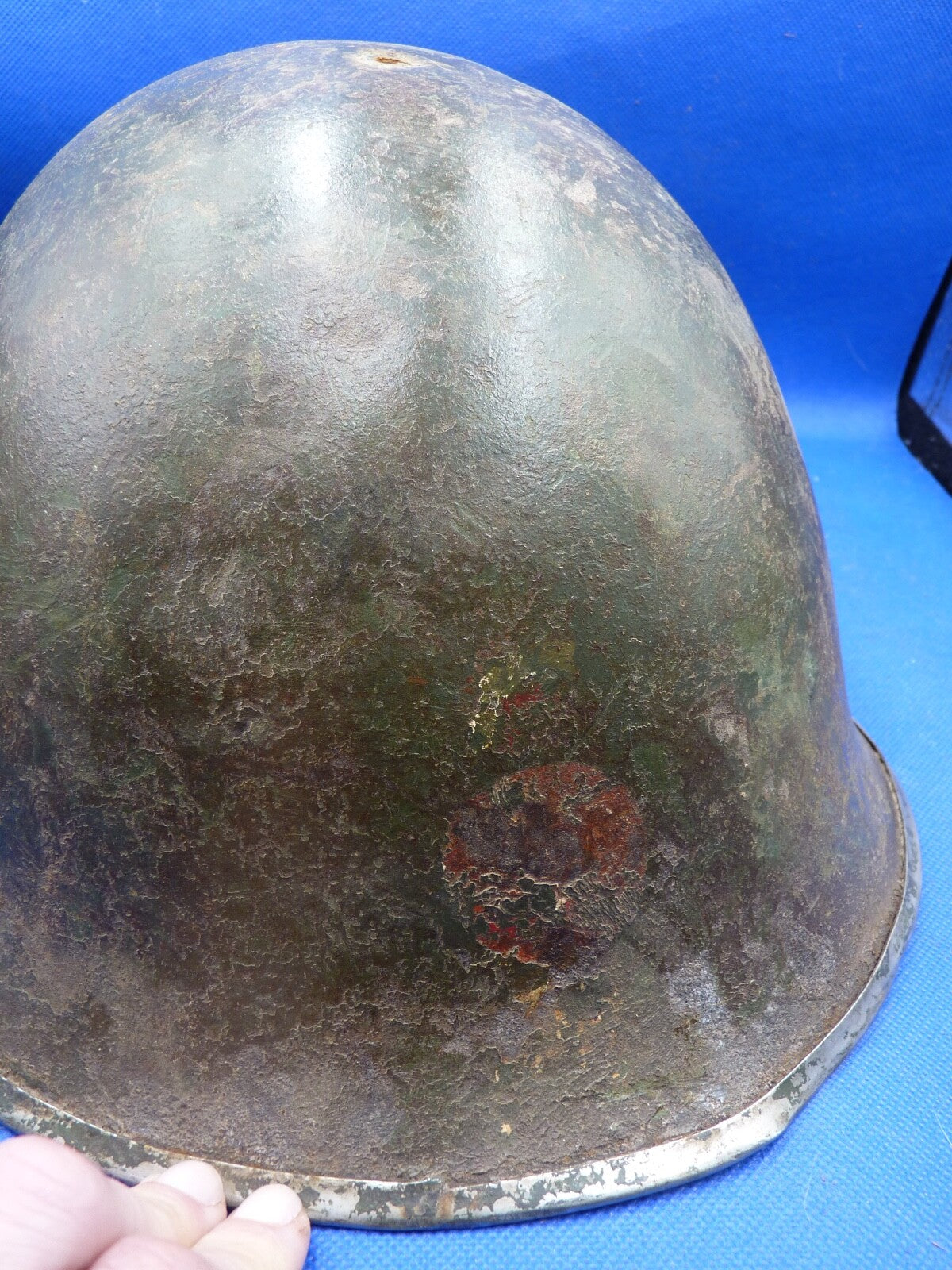 Mk3 Canadian / British Army Original WW2 Turtle Helmet High Rivet - Div Signed - The Militaria Shop
