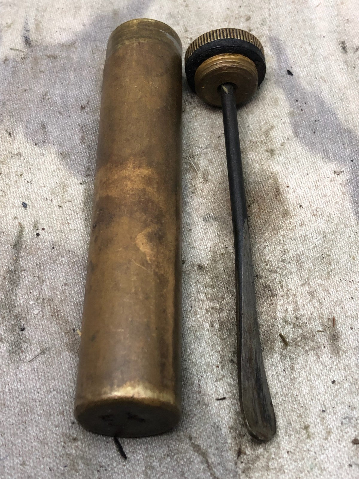Original WW1 British Army SMLE Enfield Brass Oil Bottle - EFD Marked - The Militaria Shop