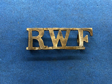 Load image into Gallery viewer, Original WW2 British Army Royal Welsh Fusiliers Brass Shoulder Title
