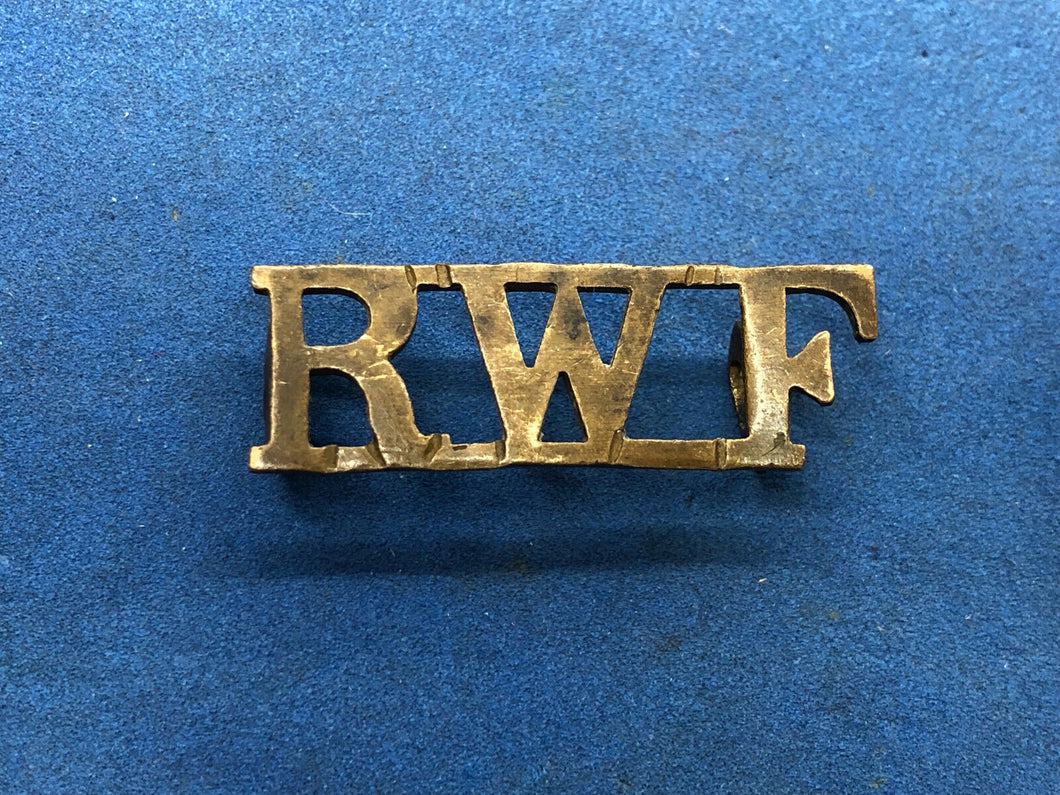 Original WW2 British Army Royal Welsh Fusiliers Brass Shoulder Title