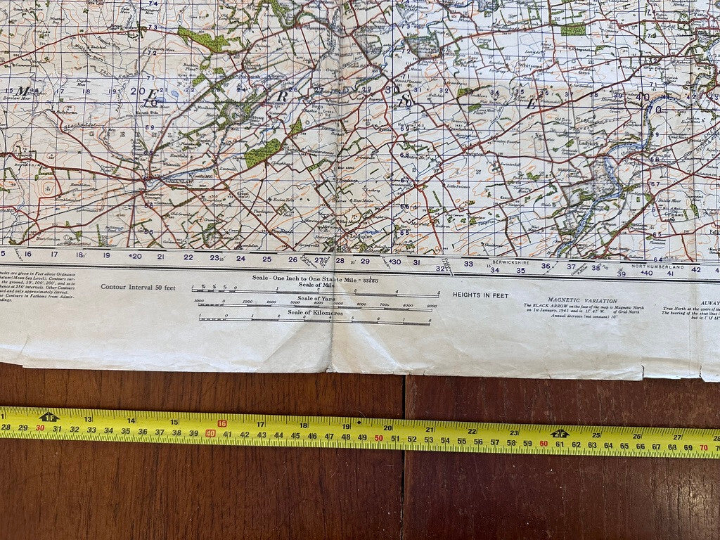 Original WW2 British Army GSGS Map of Scotland - Dunbar & Lammermuir - The Militaria Shop