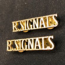 Load image into Gallery viewer, Original British Collar Badge Pair - Royal Signals - The Militaria Shop
