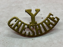Load image into Gallery viewer, Original WW1 British Army Cheshire Yeomanry Brass Shoulder Title
