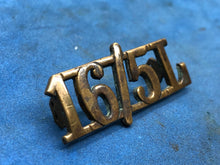 Load image into Gallery viewer, Original WW2 British Army 16th/5th Lancers (16/5L) Brass Shoulder Title
