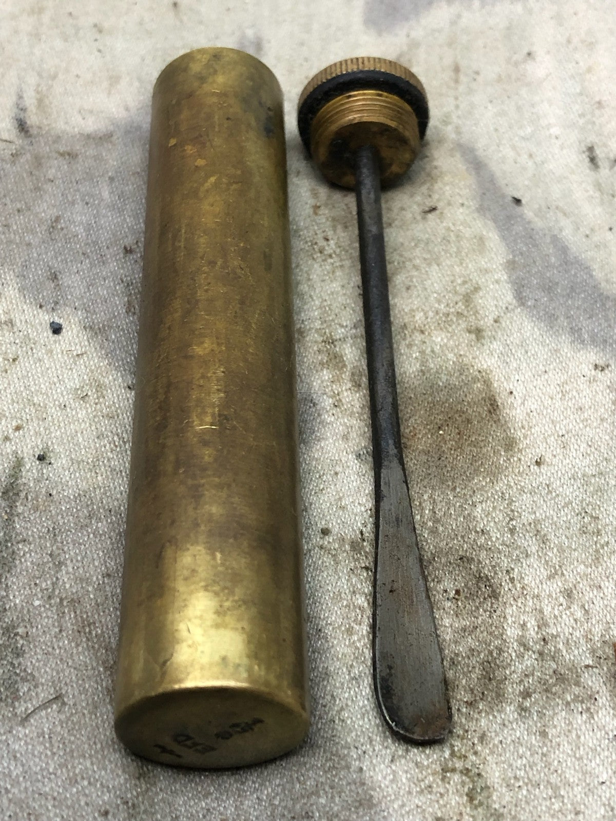 Original WW1 British Army SMLE Enfield Brass Oil Bottle - EFD Marked - The Militaria Shop