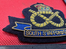 Load image into Gallery viewer, British Army Bullion Embroidered Blazer Badge - South Staffordshire- Kings Crown
