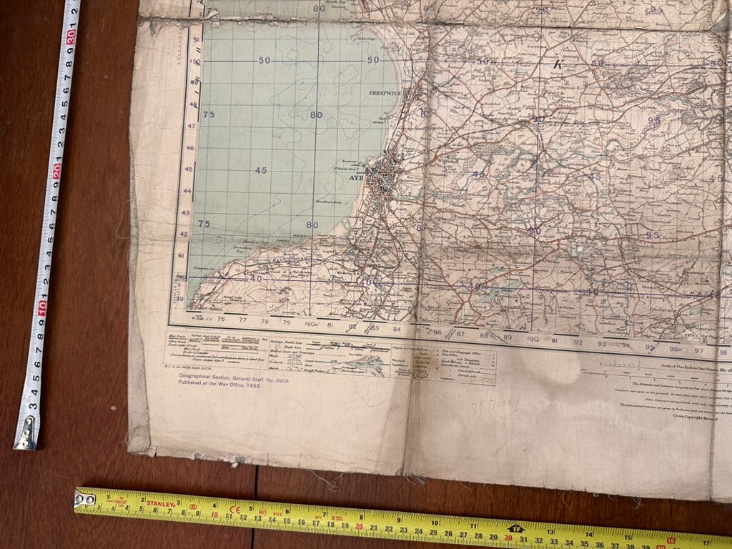 Original WW2 British Army GSGS OS Map of Scotland - Kilmarnock & Ayr - The Militaria Shop