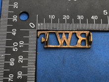 Load image into Gallery viewer, Original WW2 British Army Royal Welsh Fusiliers Brass Shoulder Title
